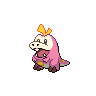 Fuecoco — mały pikselowy sprite w wariancie shiny