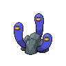Wugtrio — mały pikselowy sprite w wariancie shiny