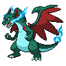 Charizard (Mega X) — mały pikselowy sprite w wariancie shiny