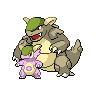 Kangaskhan (Mega) — mały pikselowy sprite w wariancie shiny