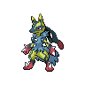 Lucario (Mega) — mały pikselowy sprite w wariancie shiny