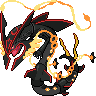 Rayquaza (Mega) — mały pikselowy sprite w wariancie shiny