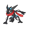 Greninja (Battle Bond) — mały pikselowy sprite w wariancie shiny