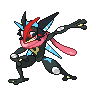 Greninja (Ash) — mały pikselowy sprite w wariancie shiny