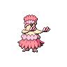 Oricorio (Pau) — mały pikselowy sprite w wariancie shiny