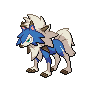 Lycanroc (Dusk) — mały pikselowy sprite w wariancie shiny