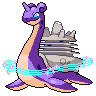 Lapras (Gigantamax) — mały pikselowy sprite w wariancie shiny