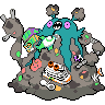Garbodor (Gigantamax) — mały pikselowy sprite w wariancie shiny