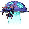 Orbeetle (Gigantamax) — mały pikselowy sprite w wariancie shiny