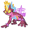 Toxtricity (Low Key Gigantamax) — mały pikselowy sprite w wariancie shiny