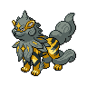 Arcanine (z Hisui) — mały pikselowy sprite w wariancie shiny