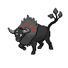 Tauros (z Paldei Blaze Breed) — mały pikselowy sprite w wariancie shiny