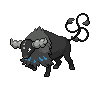 Tauros (z Paldei Aqua Breed) — mały pikselowy sprite w wariancie shiny