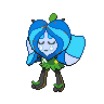 Ogerpon (Wellspring Mask) — mały pikselowy sprite w wariancie shiny