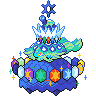 Terapagos (Stellar) — mały pikselowy sprite w wariancie shiny