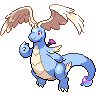 Dragonite (Mega) — mały pikselowy sprite w wariancie shiny