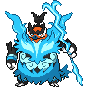 Emboar (Mega) — mały pikselowy sprite w wariancie shiny