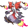 Delphox (Mega) — mały pikselowy sprite w wariancie shiny
