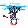 Greninja (Mega) — mały pikselowy sprite w wariancie shiny