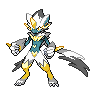 Zeraora (Mega) — mały pikselowy sprite w wariancie shiny