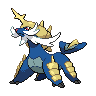 Samurott — mały pikselowy sprite w zwykłym ubarwieniu