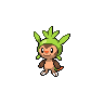 Chespin — mały pikselowy sprite w zwykłym ubarwieniu