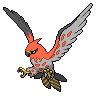Talonflame — mały pikselowy sprite w zwykłym ubarwieniu