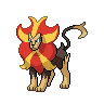 Pyroar — mały pikselowy sprite w zwykłym ubarwieniu