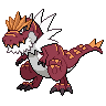 Tyrantrum — mały pikselowy sprite w zwykłym ubarwieniu