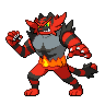 Incineroar — mały pikselowy sprite w zwykłym ubarwieniu