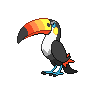 Toucannon — mały pikselowy sprite w zwykłym ubarwieniu