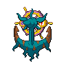 Dhelmise — mały pikselowy sprite w zwykłym ubarwieniu
