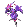 Naganadel — mały pikselowy sprite w zwykłym ubarwieniu
