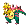 Dracozolt — mały pikselowy sprite w zwykłym ubarwieniu