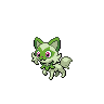 Sprigatito — mały pikselowy sprite w zwykłym ubarwieniu