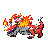 Skeledirge — mały pikselowy sprite w zwykłym ubarwieniu