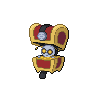 Gimmighoul — mały pikselowy sprite w zwykłym ubarwieniu
