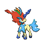 Keldeo (Resolute) — mały pikselowy sprite w zwykłym ubarwieniu