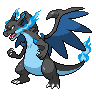 Charizard (Mega X) — mały pikselowy sprite w zwykłym ubarwieniu