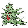 Tyranitar (Mega) — mały pikselowy sprite w zwykłym ubarwieniu