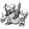 Aggron (Mega) — mały pikselowy sprite w zwykłym ubarwieniu