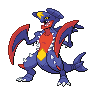 Garchomp (Mega) — mały pikselowy sprite w zwykłym ubarwieniu