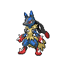 Lucario (Mega) — mały pikselowy sprite w zwykłym ubarwieniu