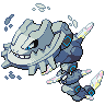 Steelix (Mega) — mały pikselowy sprite w zwykłym ubarwieniu