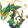 Rayquaza (Mega) — mały pikselowy sprite w zwykłym ubarwieniu