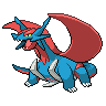 Salamence (Mega) — mały pikselowy sprite w zwykłym ubarwieniu