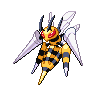 Beedrill (Mega) — mały pikselowy sprite w zwykłym ubarwieniu
