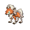 Lycanroc (Dusk) — mały pikselowy sprite w zwykłym ubarwieniu