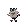 Meowth (z Galaru) — mały pikselowy sprite w zwykłym ubarwieniu