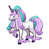 Rapidash (z Galaru) — mały pikselowy sprite w zwykłym ubarwieniu